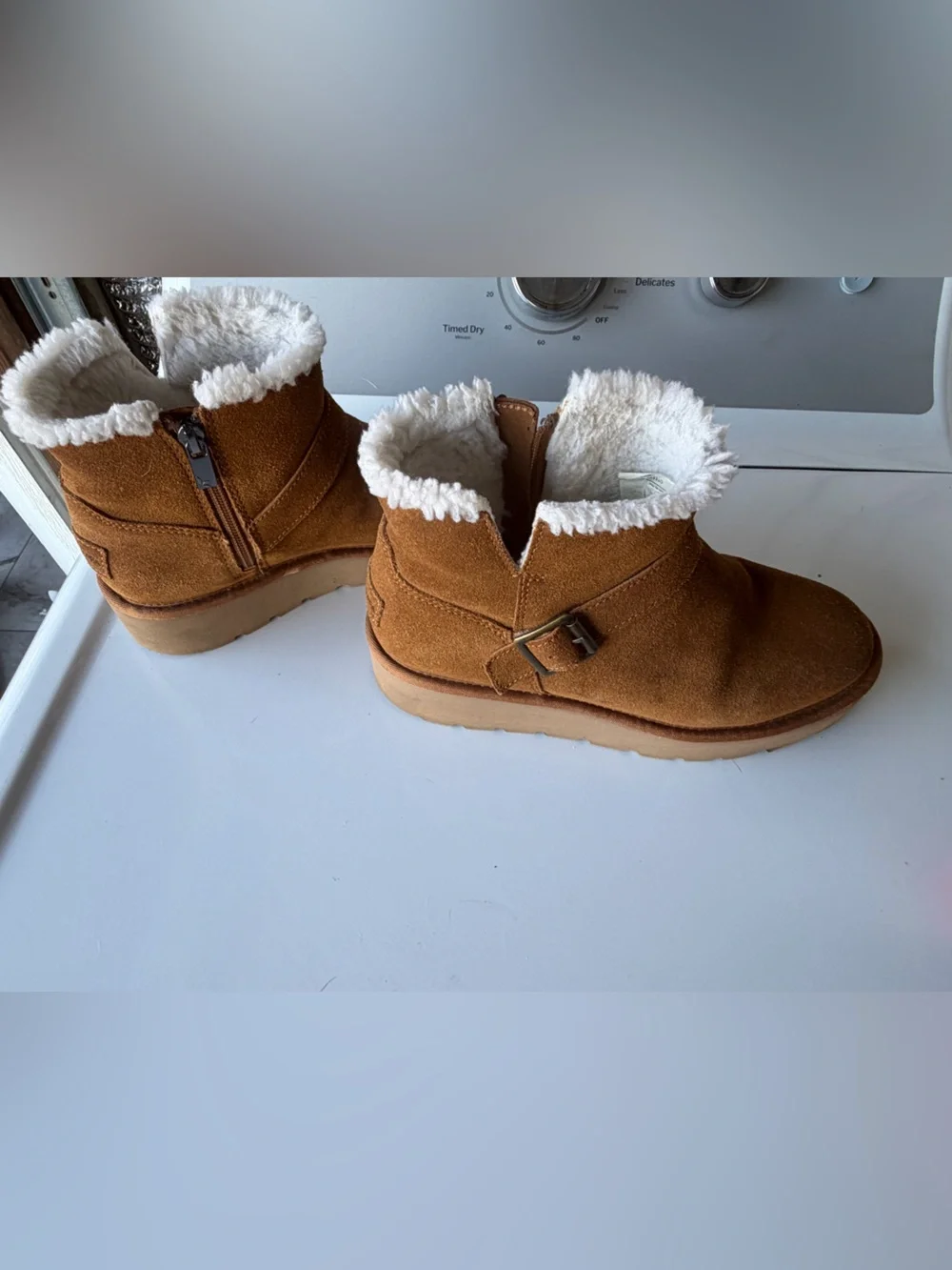 Koolaburra Tan Faux-Suede Sherpa-Lined Ankle Boots